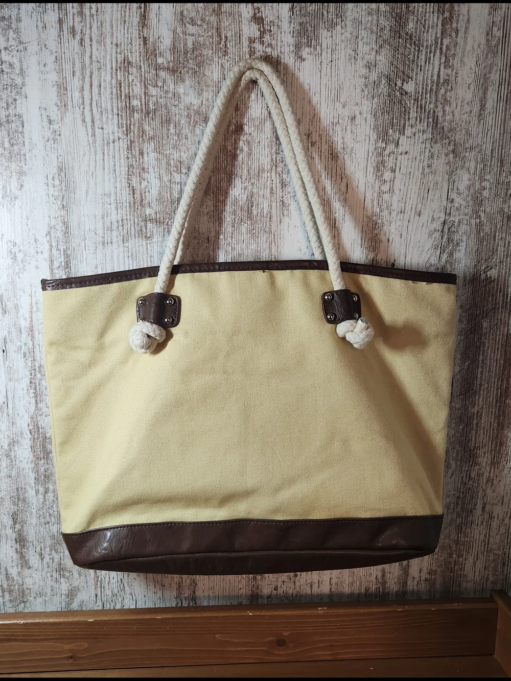 Straw Studios Cream Canvas Tote with Pink Stripes Rope Handles Nautical Vibes